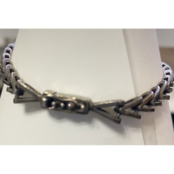 Silver .925 Ladies 7.5" Chain Bracelet Faux Faceted Red Stones - Picture 7 of 8